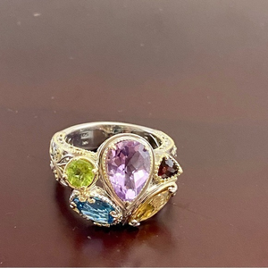 Brazilian Amethyst & Multi‎ Gemstones Ring